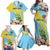 Saint Lucia Rosa Rubiginosa Family Matching Off Shoulder Maxi Dress and Hawaiian Shirt With Sent Lisi Parrot - Wonder Print Shop