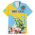 Saint Lucia Rosa Rubiginosa Family Matching Off Shoulder Short Dress and Hawaiian Shirt With Sent Lisi Parrot - Wonder Print Shop