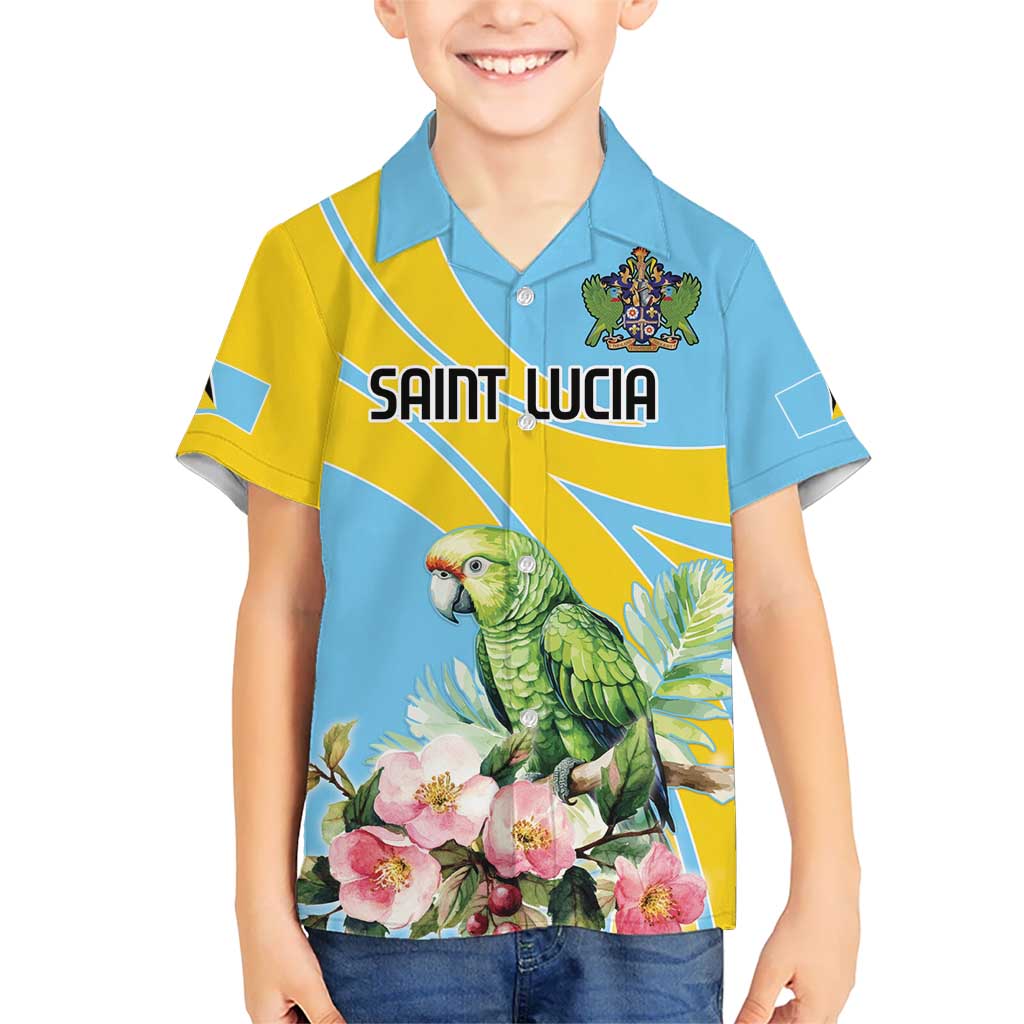 Saint Lucia Rosa Rubiginosa Kid Hawaiian Shirt With Sent Lisi Parrot - Wonder Print Shop