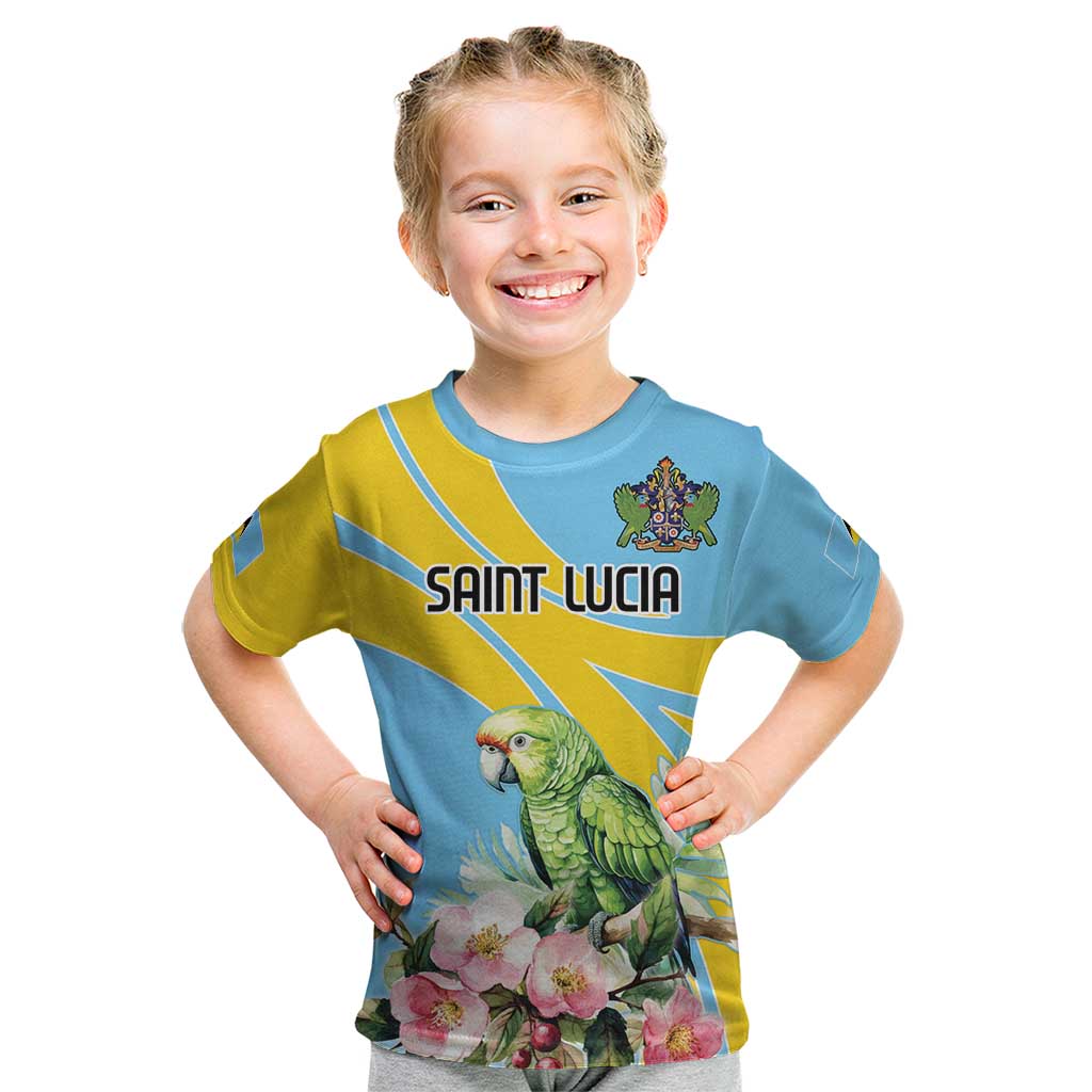 Saint Lucia Rosa Rubiginosa Kid T Shirt With Sent Lisi Parrot - Wonder Print Shop