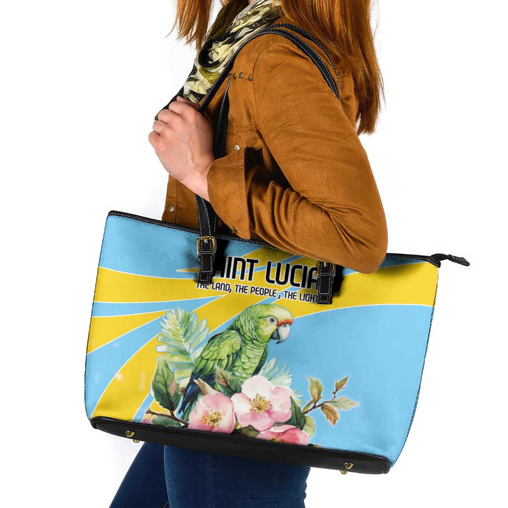 Saint Lucia Rosa Rubiginosa Leather Tote Bag With Sent Lisi Parrot - Wonder Print Shop