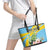 Saint Lucia Rosa Rubiginosa Leather Tote Bag With Sent Lisi Parrot - Wonder Print Shop