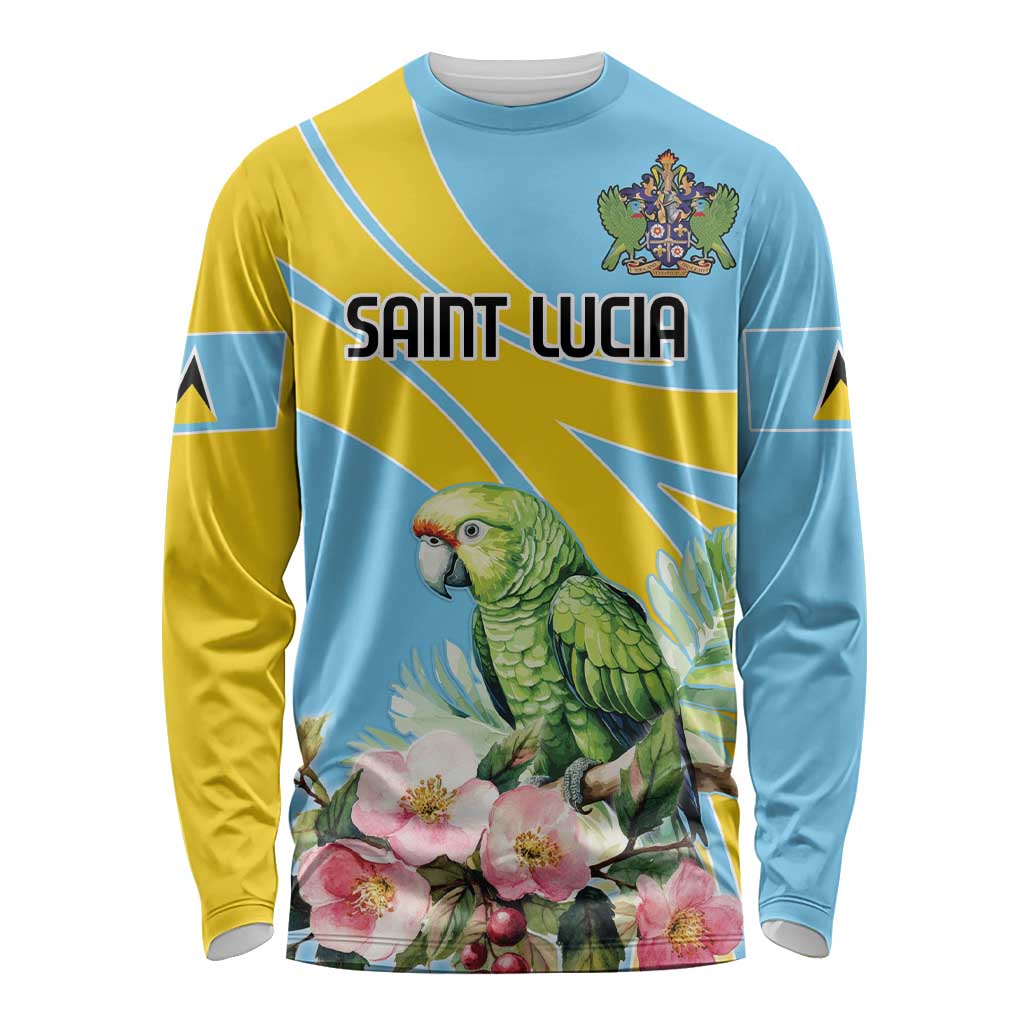 Saint Lucia Rosa Rubiginosa Long Sleeve Shirt With Sent Lisi Parrot - Wonder Print Shop