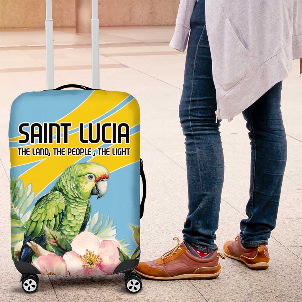 Saint Lucia Rosa Rubiginosa Luggage Cover With Sent Lisi Parrot - Wonder Print Shop