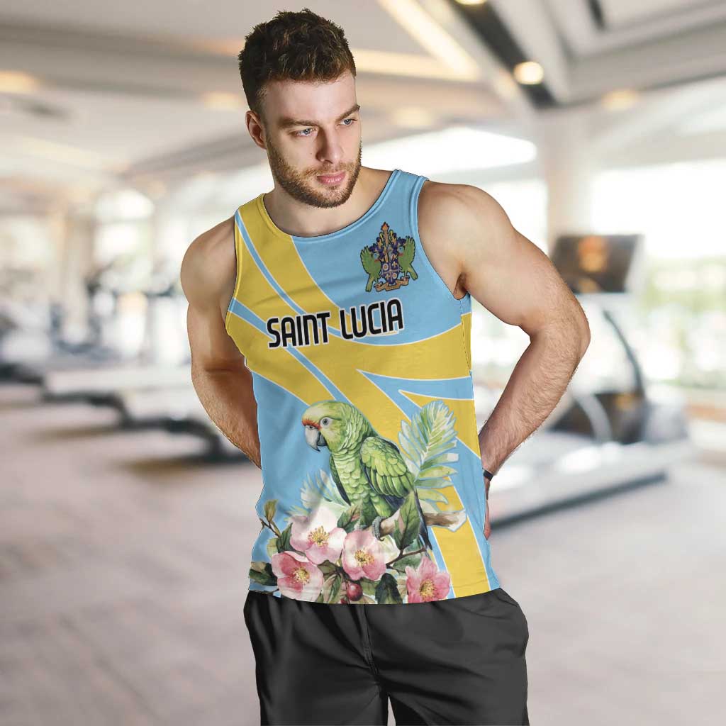 Saint Lucia Rosa Rubiginosa Men Tank Top With Sent Lisi Parrot - Wonder Print Shop