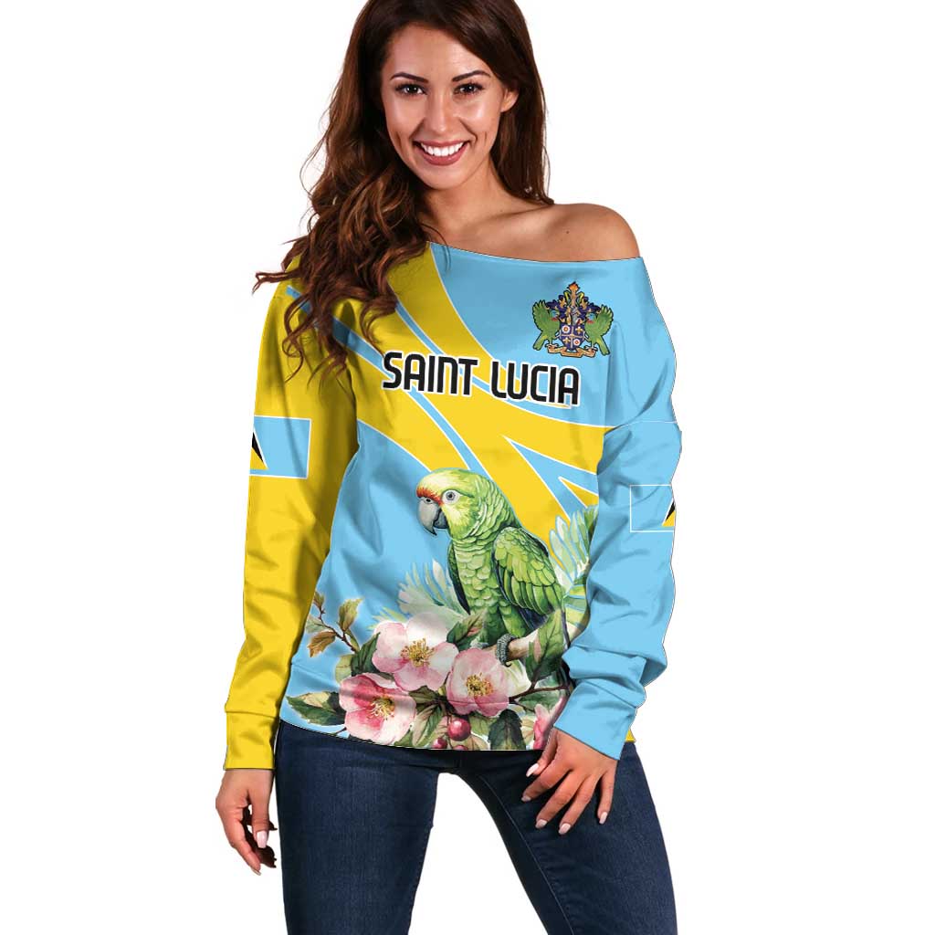 Saint Lucia Rosa Rubiginosa Off Shoulder Sweater With Sent Lisi Parrot - Wonder Print Shop