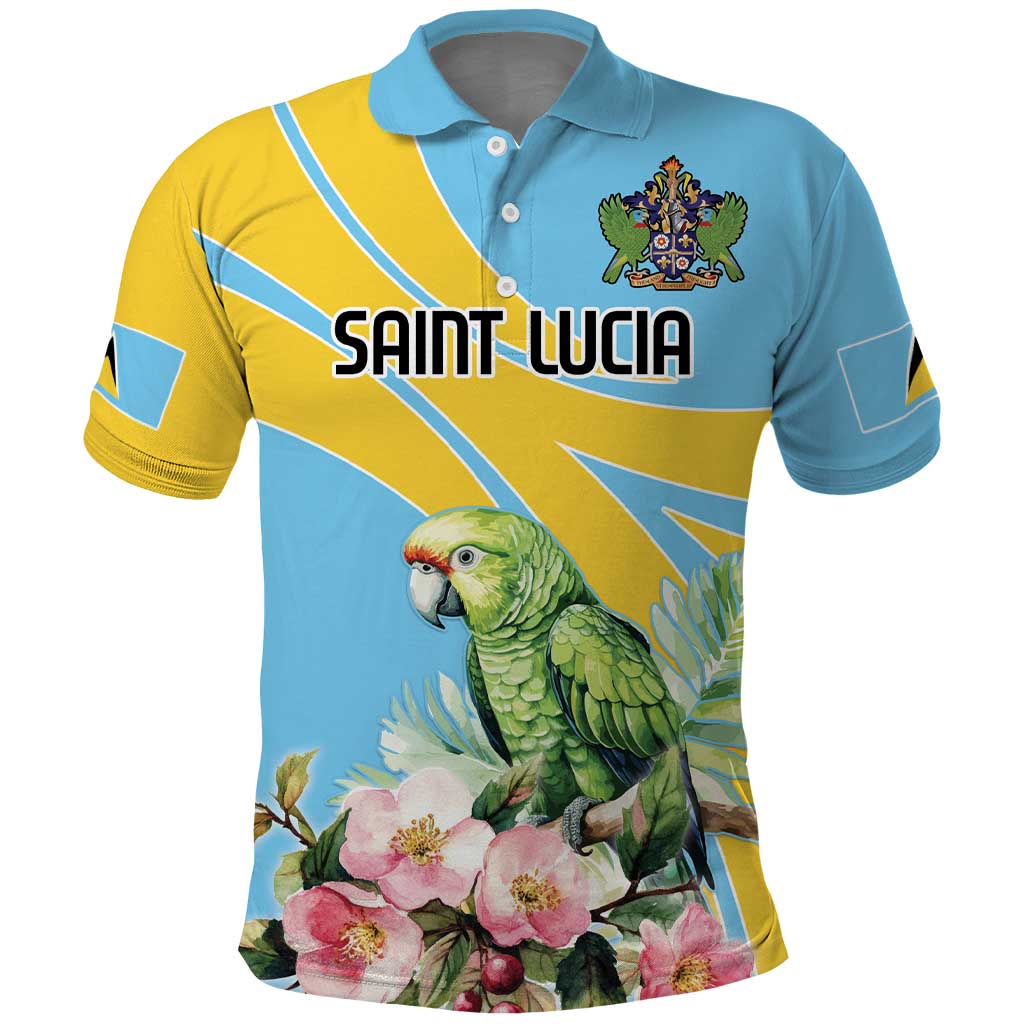 Saint Lucia Rosa Rubiginosa Polo Shirt With Sent Lisi Parrot - Wonder Print Shop