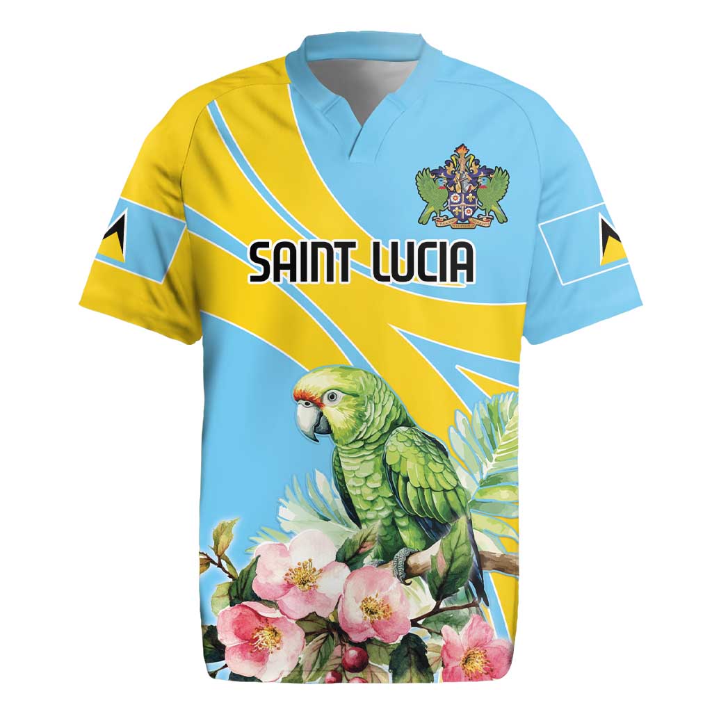 Saint Lucia Rosa Rubiginosa Rugby Jersey With Sent Lisi Parrot - Wonder Print Shop