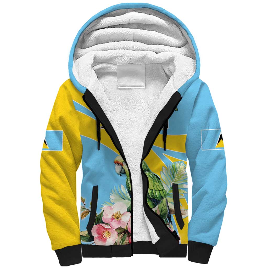 Saint Lucia Rosa Rubiginosa Sherpa Hoodie With Sent Lisi Parrot - Wonder Print Shop