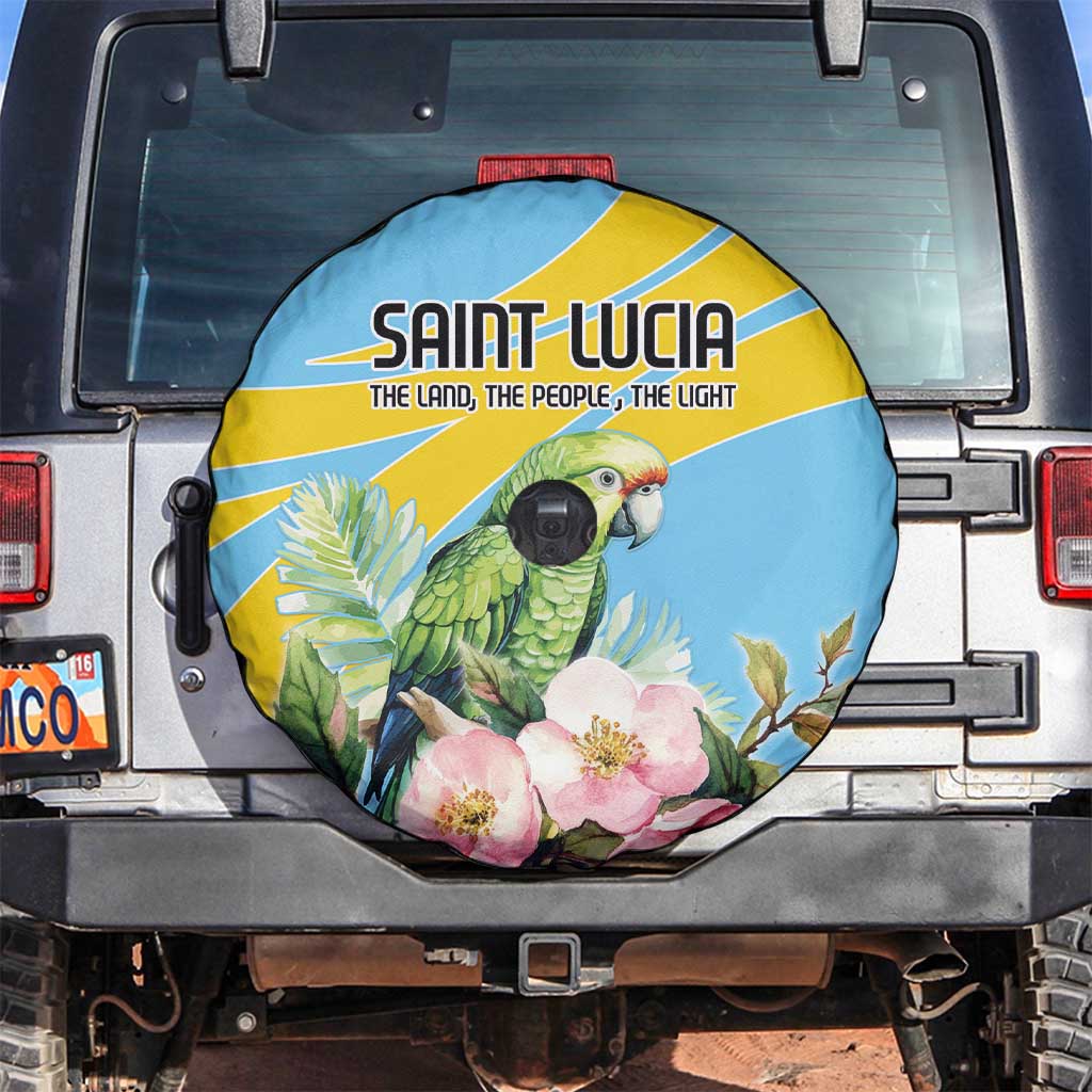 Saint Lucia Rosa Rubiginosa Spare Tire Cover With Sent Lisi Parrot - Wonder Print Shop