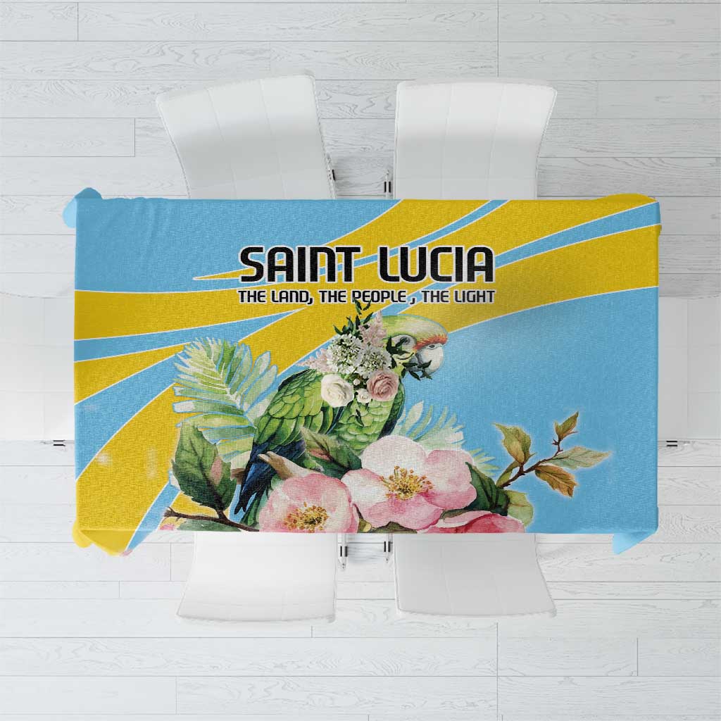 Saint Lucia Rosa Rubiginosa Tablecloth With Sent Lisi Parrot - Wonder Print Shop