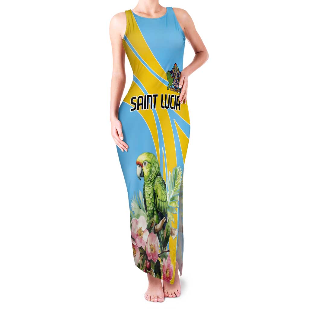 Saint Lucia Rosa Rubiginosa Tank Maxi Dress With Sent Lisi Parrot - Wonder Print Shop