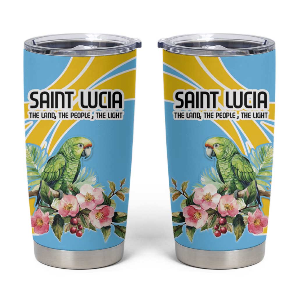 Saint Lucia Rosa Rubiginosa Tumbler Cup With Sent Lisi Parrot - Wonder Print Shop