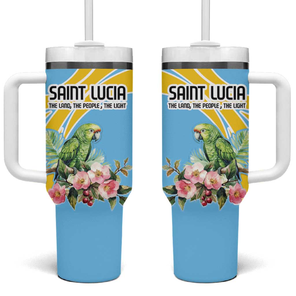 Saint Lucia Rosa Rubiginosa Tumbler With Handle With Sent Lisi Parrot - Wonder Print Shop