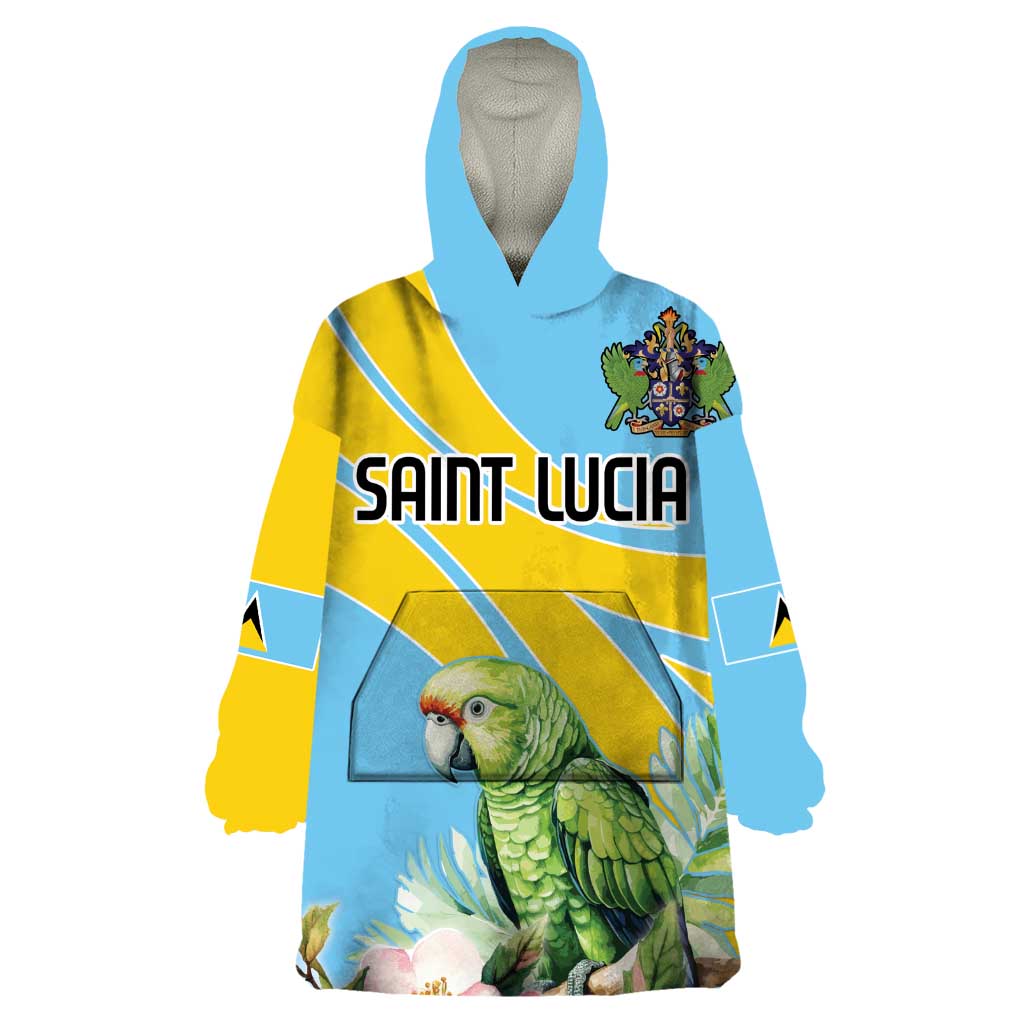 Saint Lucia Rosa Rubiginosa Wearable Blanket Hoodie With Sent Lisi Parrot - Wonder Print Shop