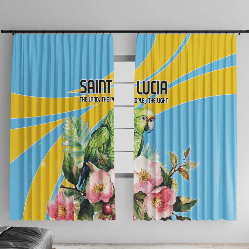 Saint Lucia Rosa Rubiginosa Window Curtain With Sent Lisi Parrot - Wonder Print Shop