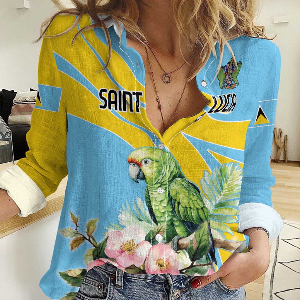 Saint Lucia Rosa Rubiginosa Women Casual Shirt With Sent Lisi Parrot