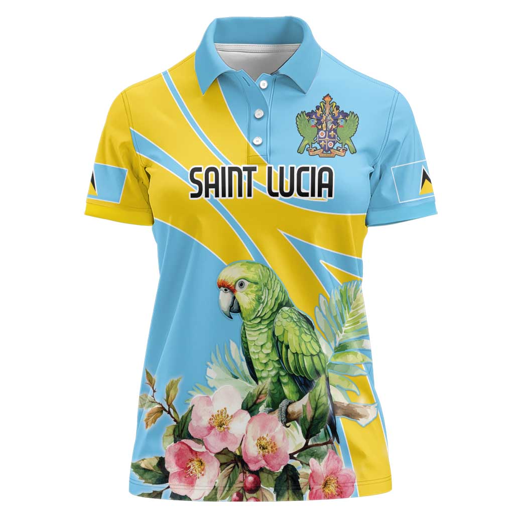 Saint Lucia Rosa Rubiginosa Women Polo Shirt With Sent Lisi Parrot - Wonder Print Shop