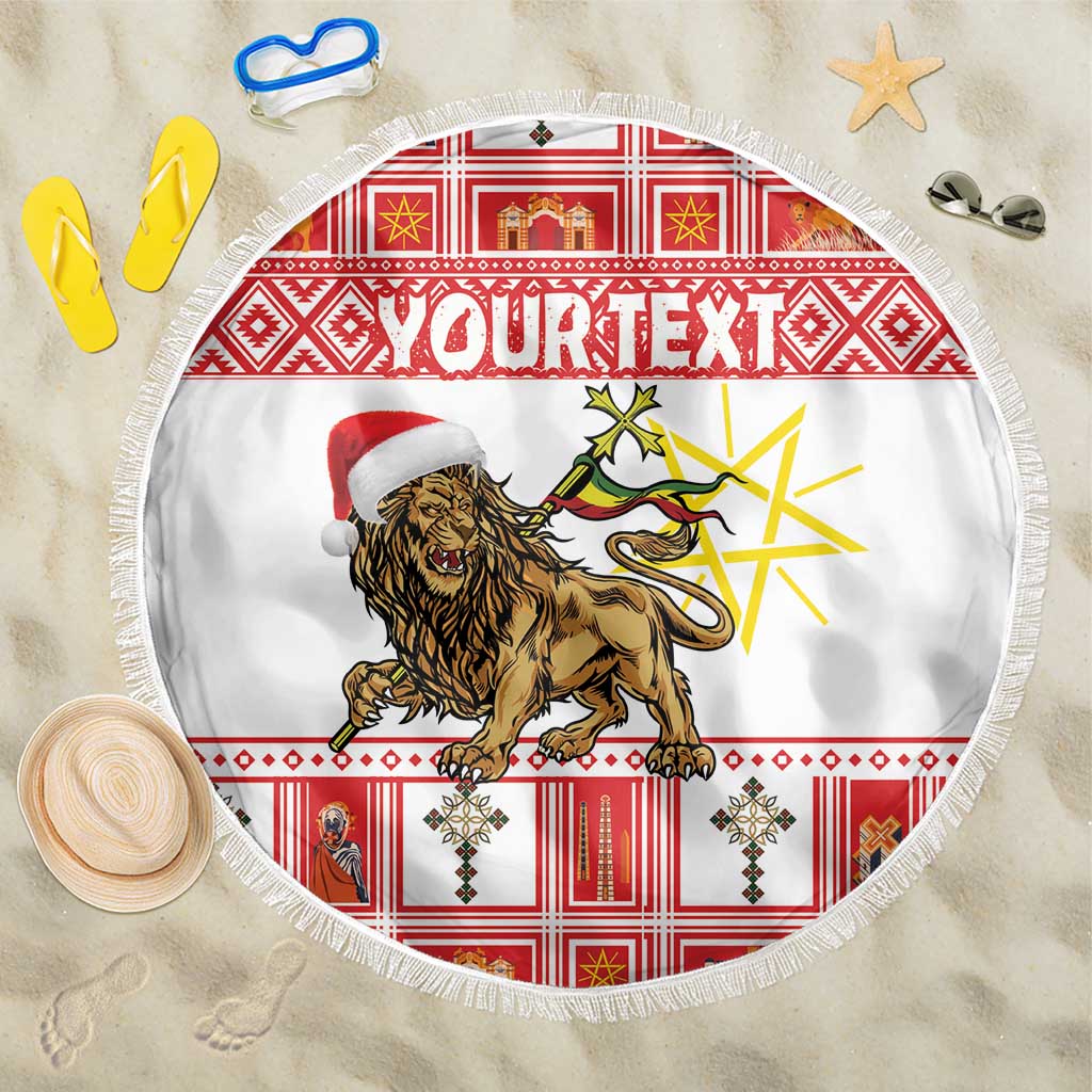 Personalized Ethiopia Christmas Beach Blanket Lion of Judah - Melikam Gena! - Wonder Print Shop