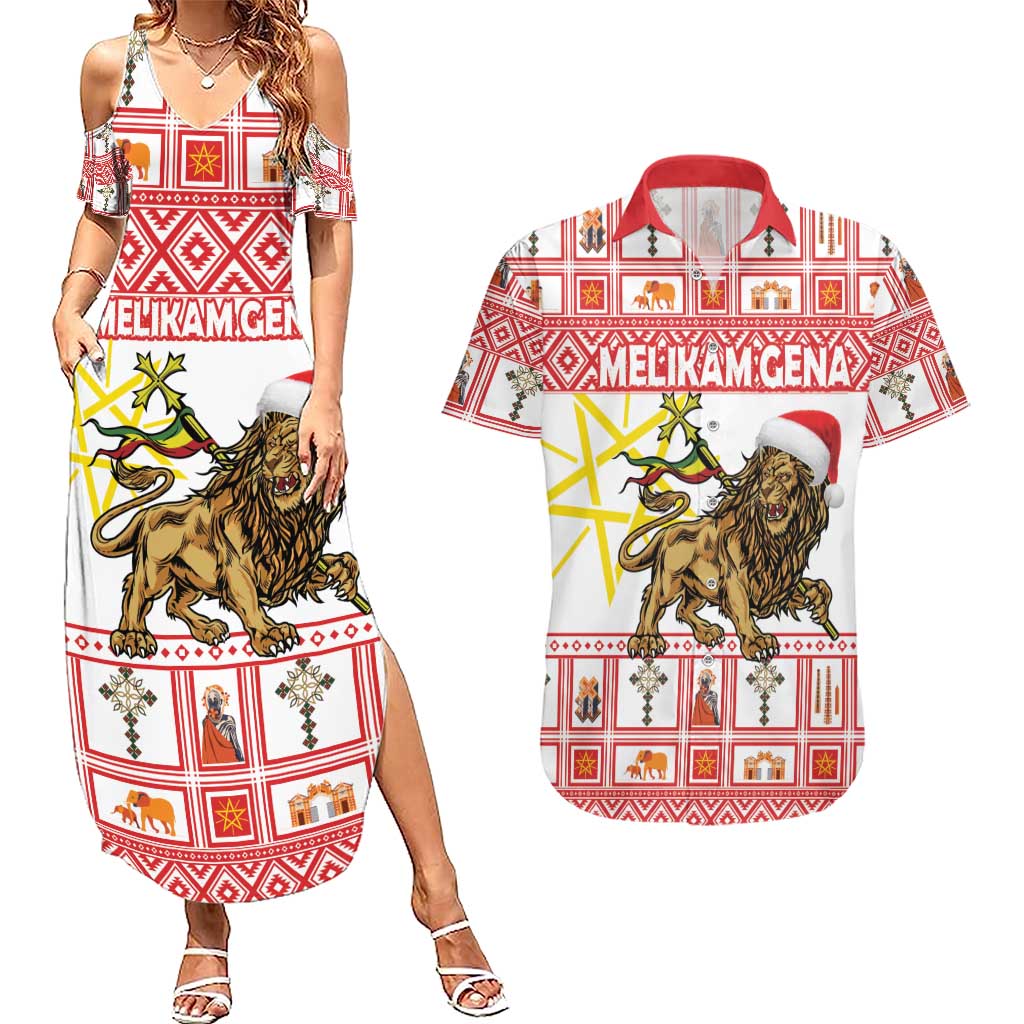 Personalized Ethiopia Christmas Couples Matching Summer Maxi Dress and Hawaiian Shirt Lion of Judah - Melikam Gena! - Wonder Print Shop