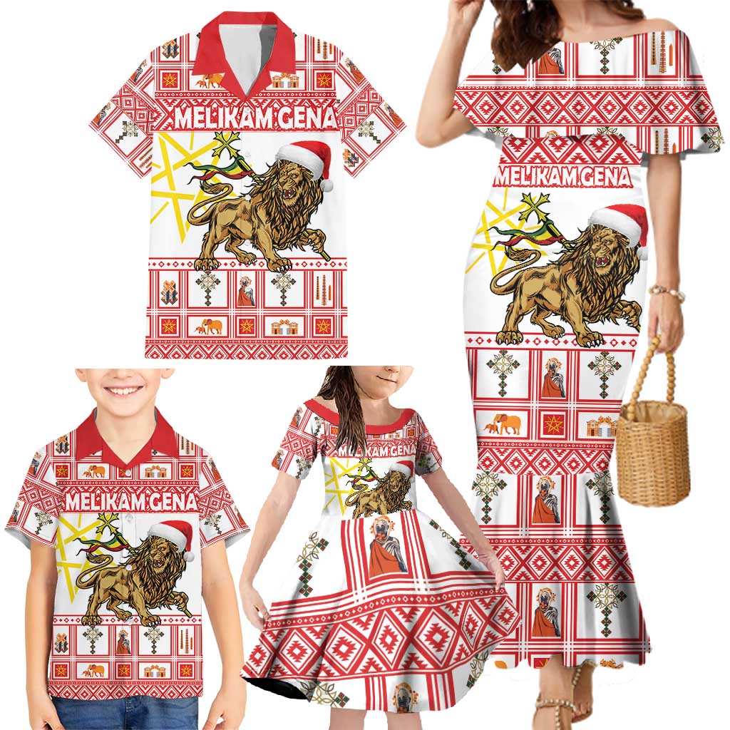 Personalized Ethiopia Christmas Family Matching Mermaid Dress and Hawaiian Shirt Lion of Judah - Melikam Gena! - Wonder Print Shop