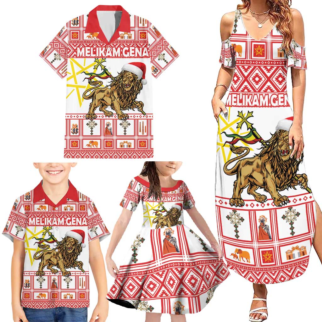 Personalized Ethiopia Christmas Family Matching Summer Maxi Dress and Hawaiian Shirt Lion of Judah - Melikam Gena!