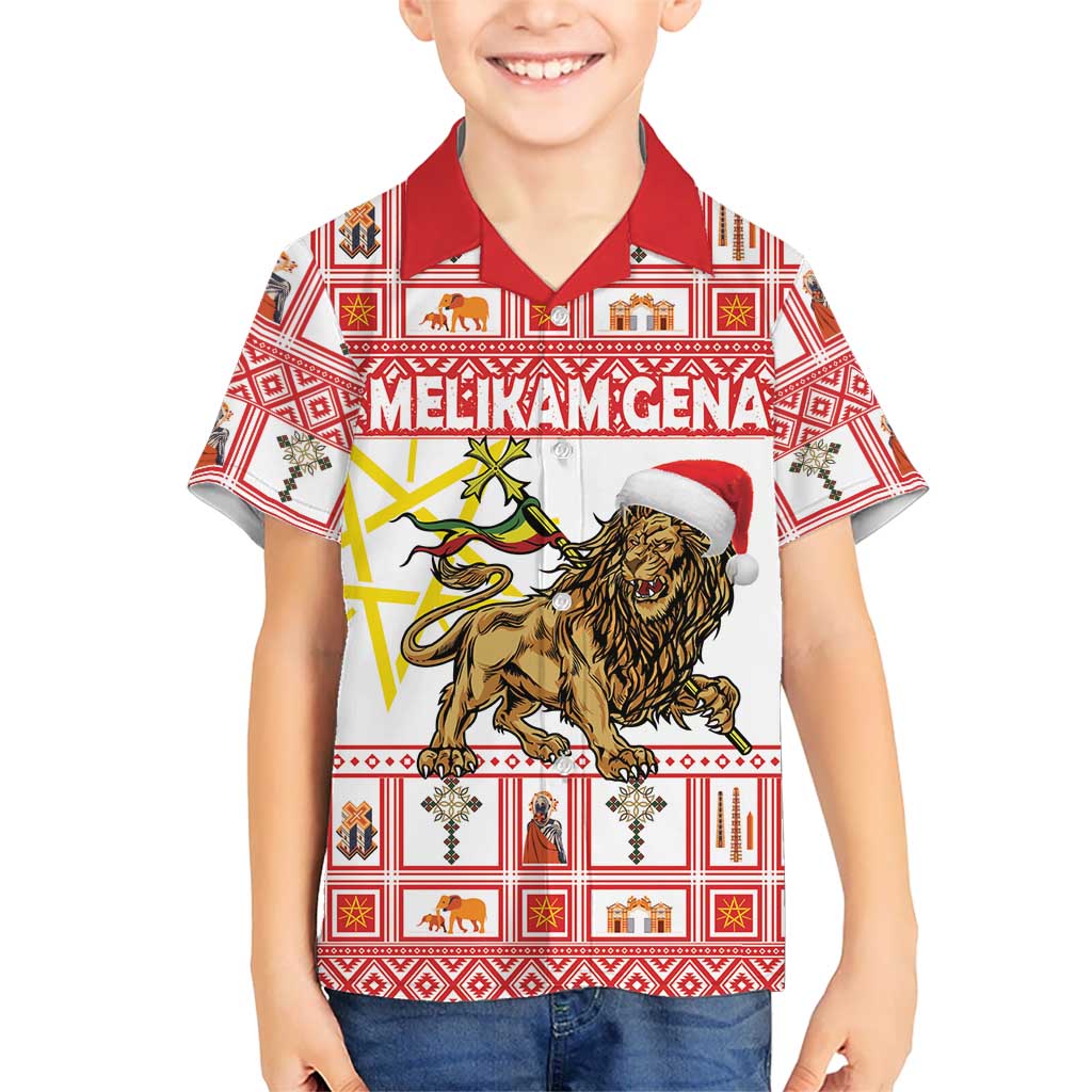 Personalized Ethiopia Christmas Kid Hawaiian Shirt Lion of Judah - Melikam Gena!