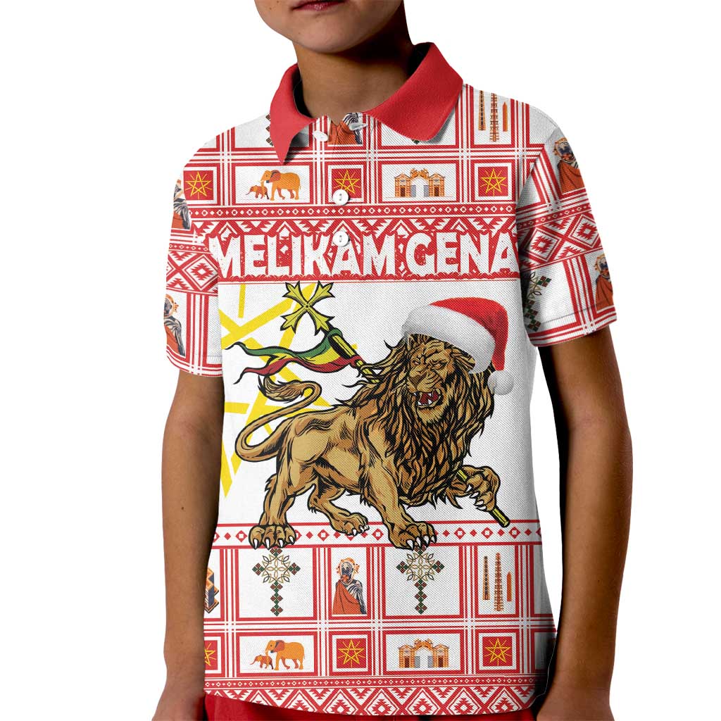 Personalized Ethiopia Christmas Kid Polo Shirt Lion of Judah - Melikam Gena!