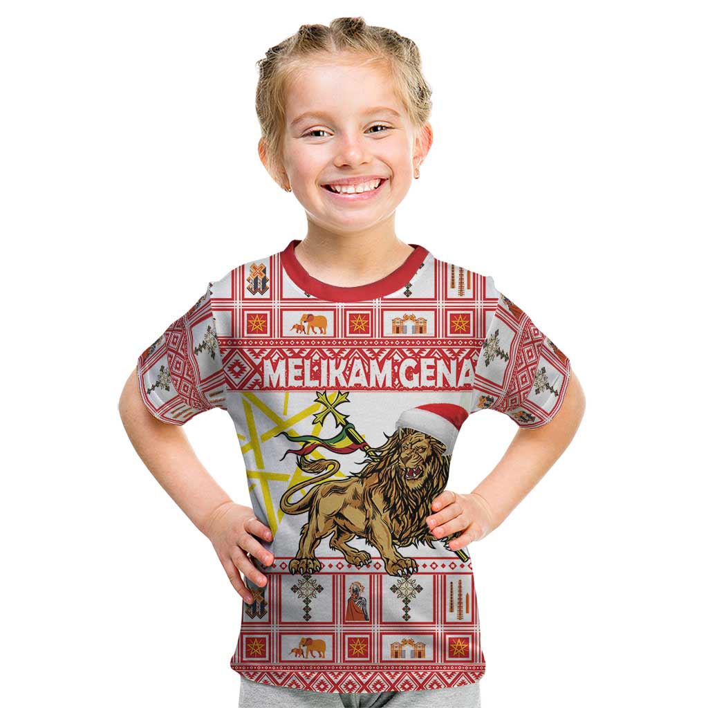 Personalized Ethiopia Christmas Kid T Shirt Lion of Judah - Melikam Gena!