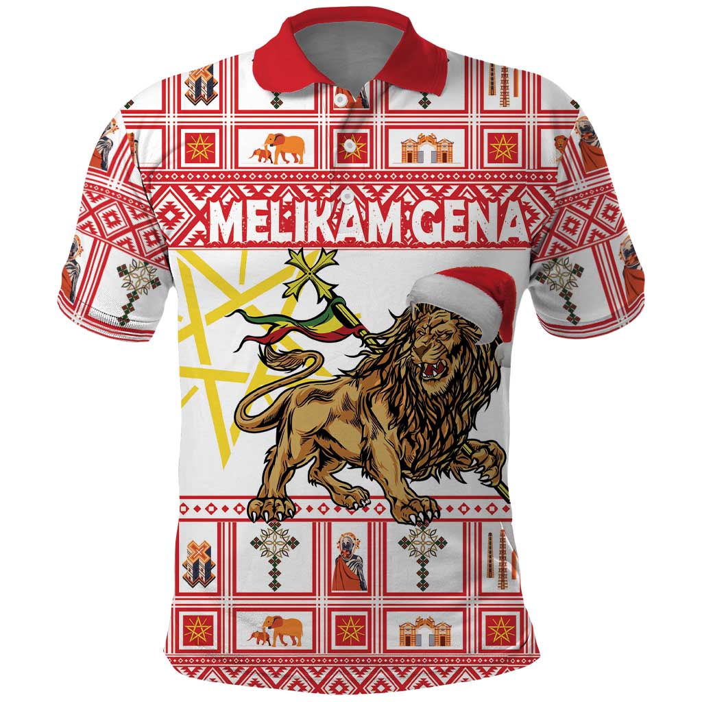 Personalized Ethiopia Christmas Polo Shirt Lion of Judah - Melikam Gena!