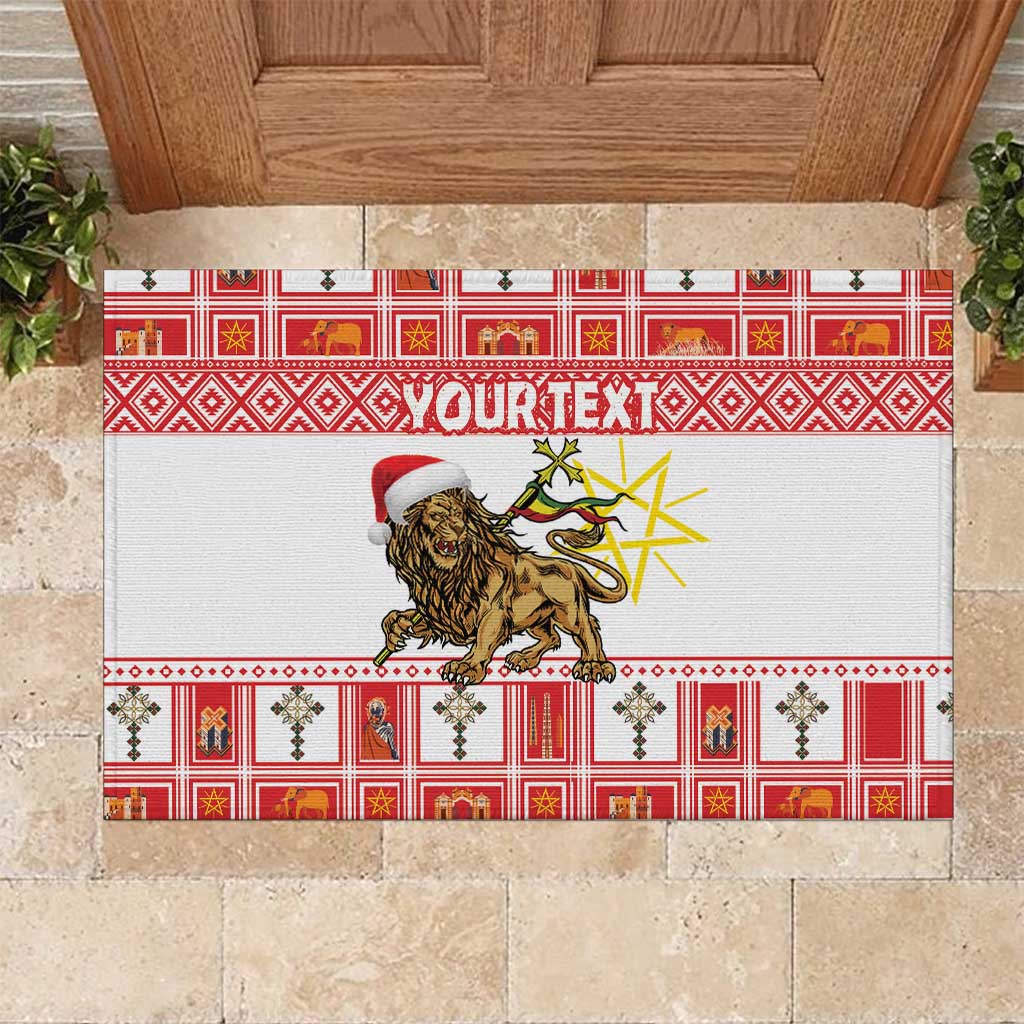 Personalized Ethiopia Christmas Rubber Doormat Lion of Judah - Melikam Gena!