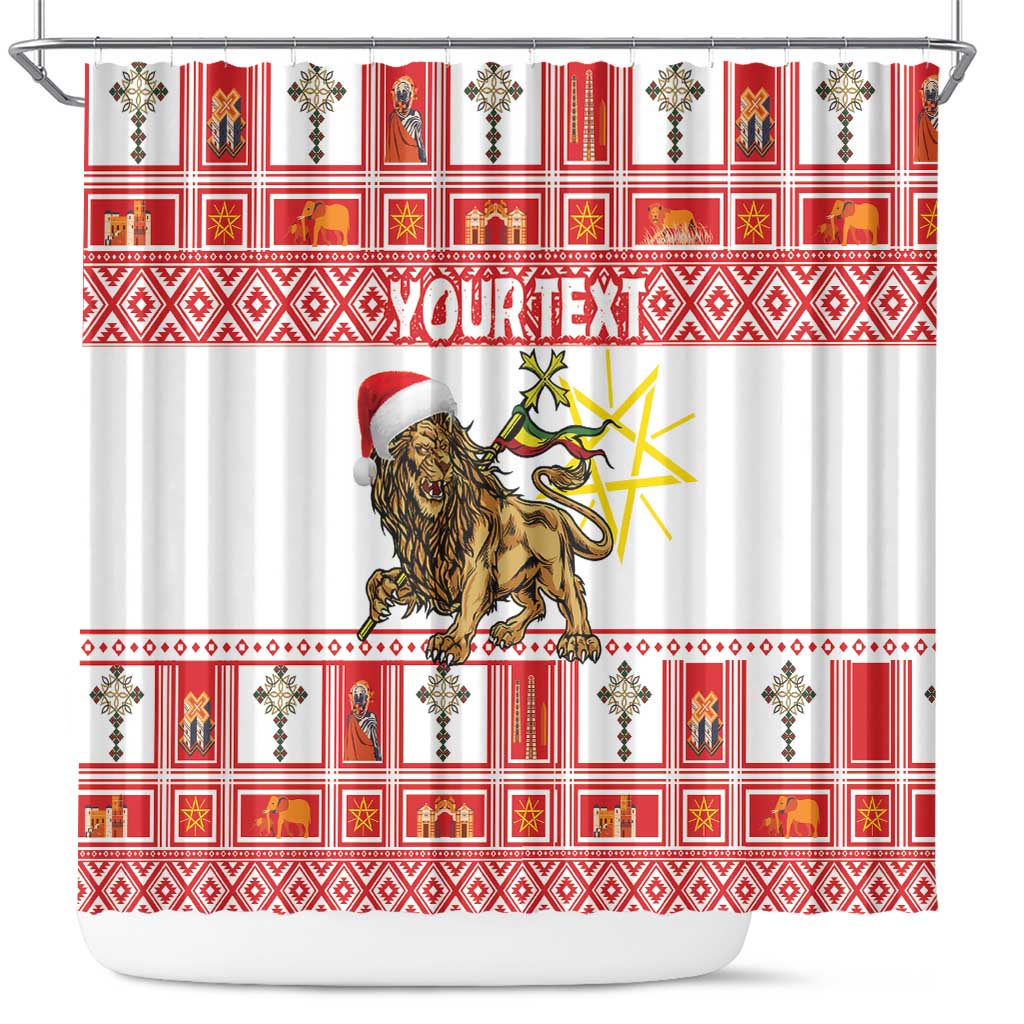 Personalized Ethiopia Christmas Shower Curtain Lion of Judah - Melikam Gena!