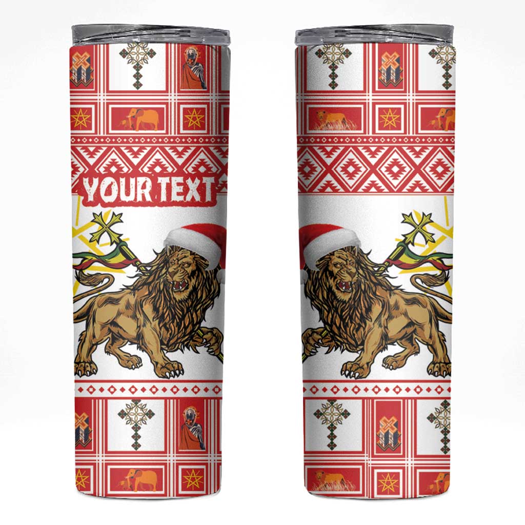 Personalized Ethiopia Christmas Skinny Tumbler Lion of Judah - Melikam Gena!