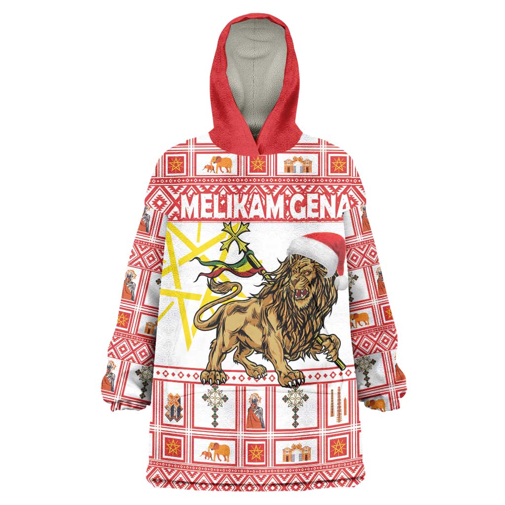 Personalized Ethiopia Christmas Wearable Blanket Hoodie Lion of Judah - Melikam Gena!