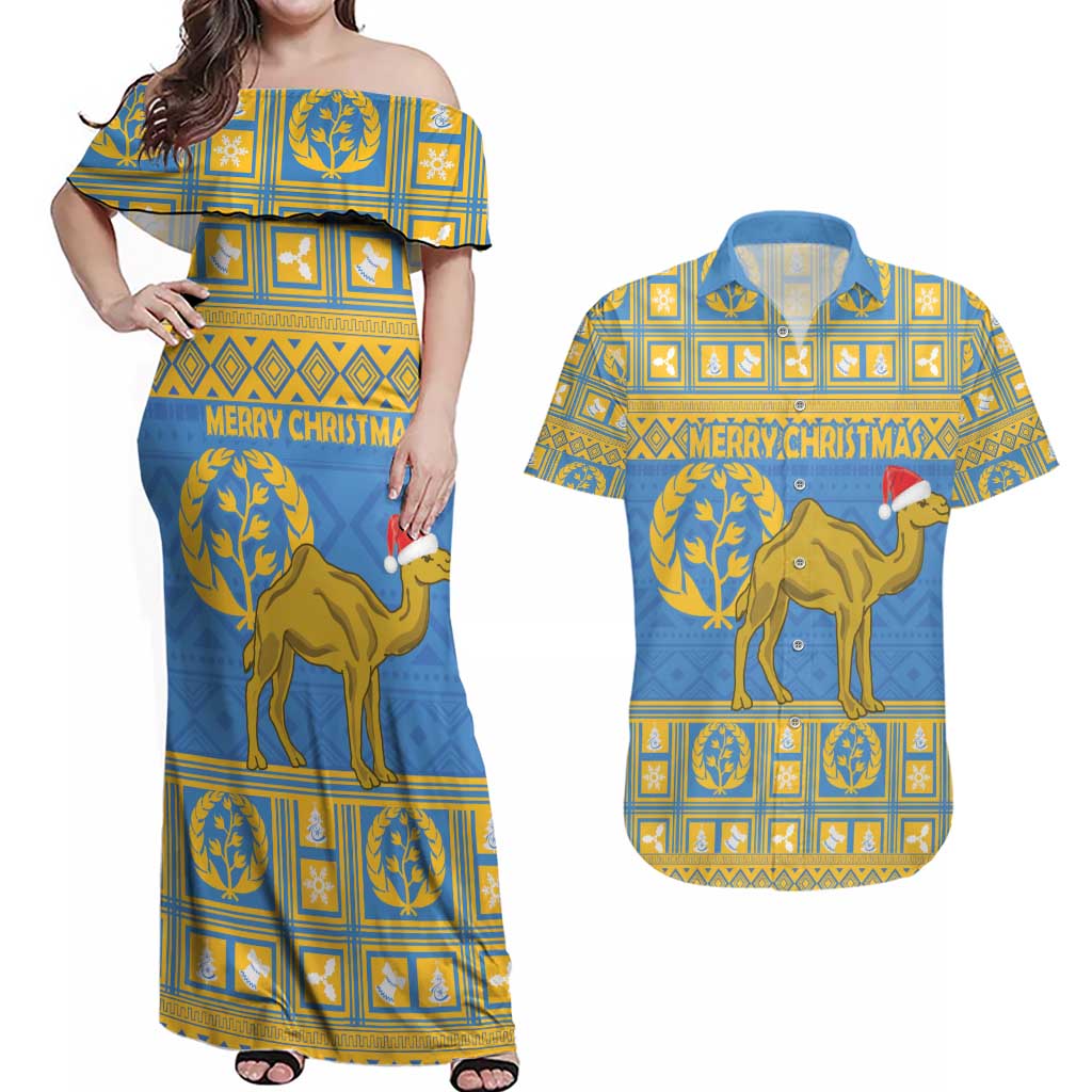 Personalized Eritrea Christmas Couples Matching Off Shoulder Maxi Dress and Hawaiian Shirt Ruhus Beal Lidet - National Emblem