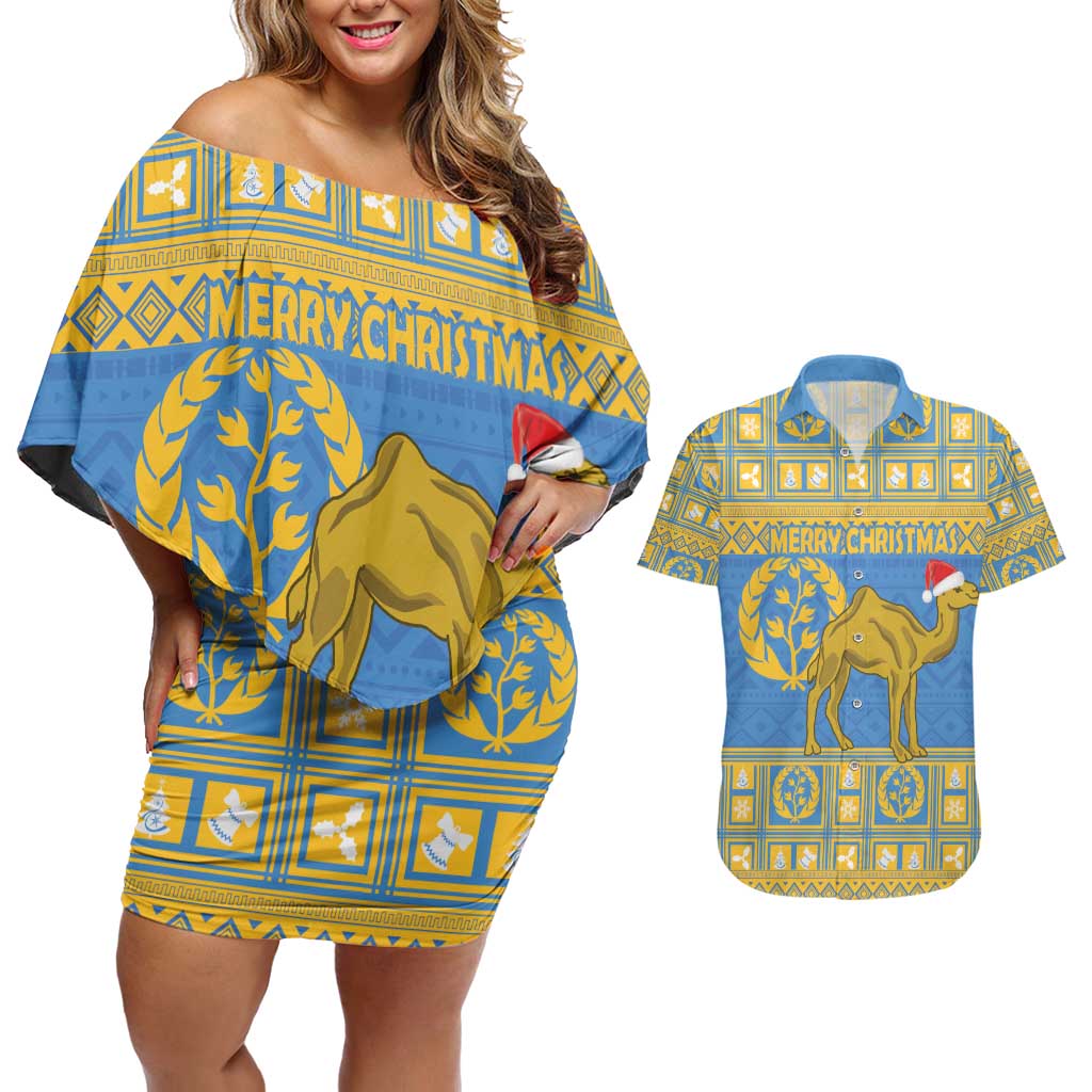 Personalized Eritrea Christmas Couples Matching Off Shoulder Short Dress and Hawaiian Shirt Ruhus Beal Lidet - National Emblem