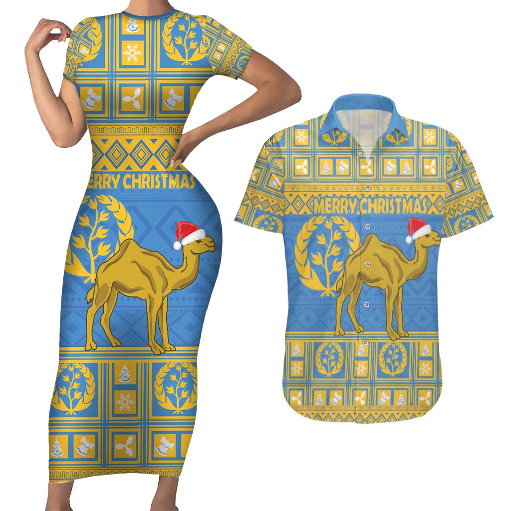 Personalized Eritrea Christmas Couples Matching Short Sleeve Bodycon Dress and Hawaiian Shirt Ruhus Beal Lidet - National Emblem