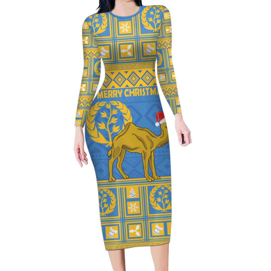 Personalized Eritrea Christmas Long Sleeve Bodycon Dress Ruhus Beal Lidet - National Emblem