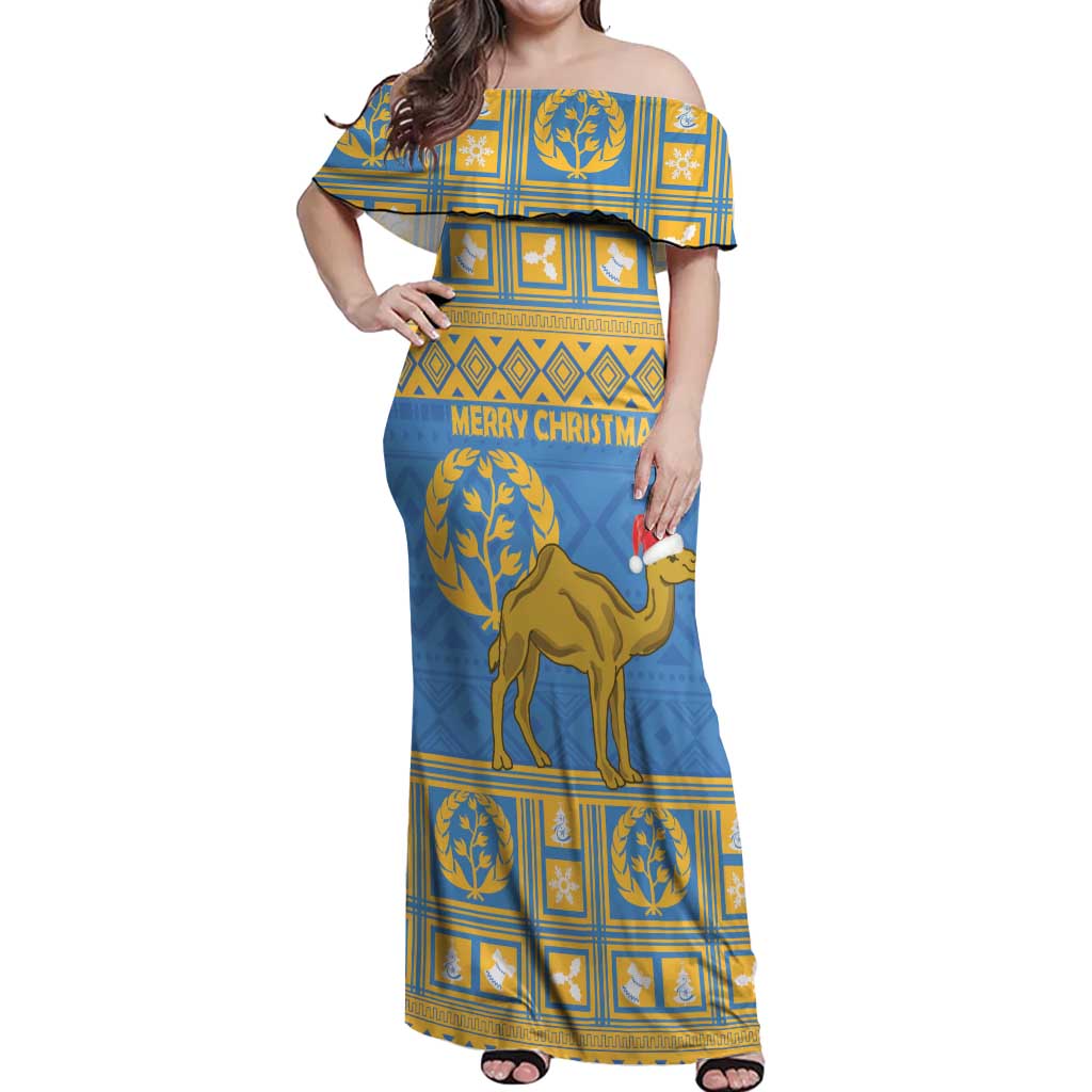 Personalized Eritrea Christmas Off Shoulder Maxi Dress Ruhus Beal Lidet - National Emblem