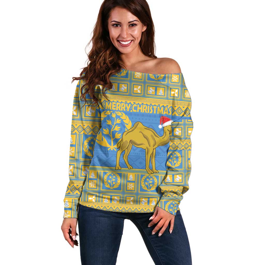 Personalized Eritrea Christmas Off Shoulder Sweater Ruhus Beal Lidet - National Emblem