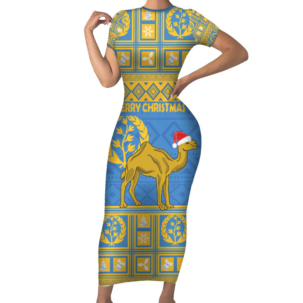 Personalized Eritrea Christmas Short Sleeve Bodycon Dress Ruhus Beal Lidet - National Emblem