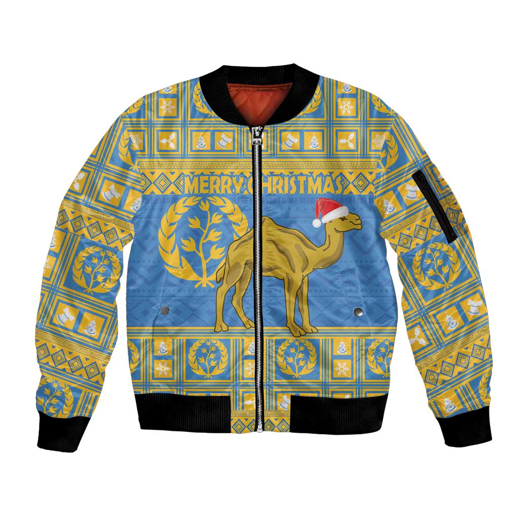 Personalized Eritrea Christmas Sleeve Zip Bomber Jacket Ruhus Beal Lidet - National Emblem