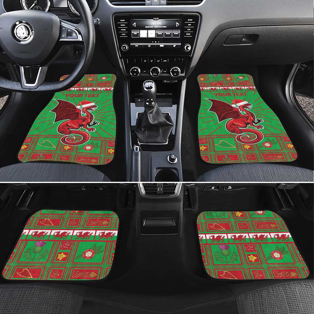 Personalized Wales Nadolig Llawen Car Mats Welsh Dragon Mascot - Merry Xmas - Wonder Print Shop