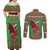 Personalized Wales Nadolig Llawen Couples Matching Off Shoulder Maxi Dress and Long Sleeve Button Shirt Welsh Dragon Mascot - Merry Xmas - Wonder Print Shop