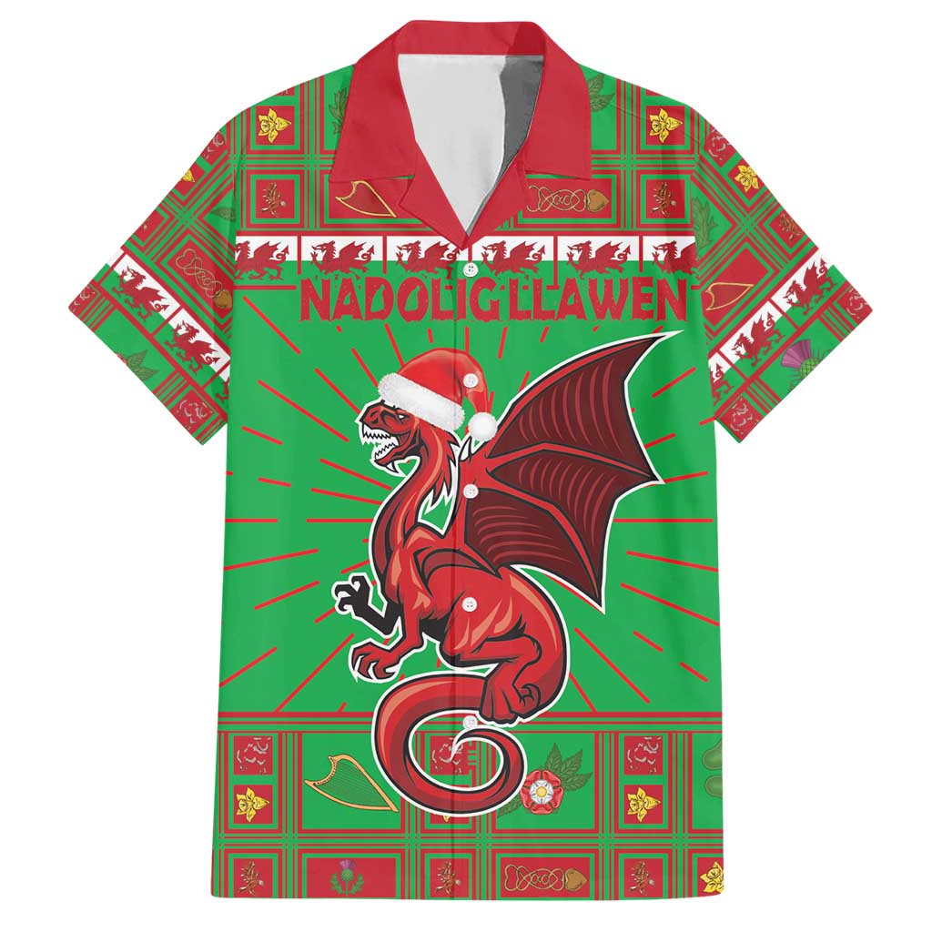 Personalized Wales Nadolig Llawen Hawaiian Shirt Welsh Dragon Mascot - Merry Xmas - Wonder Print Shop