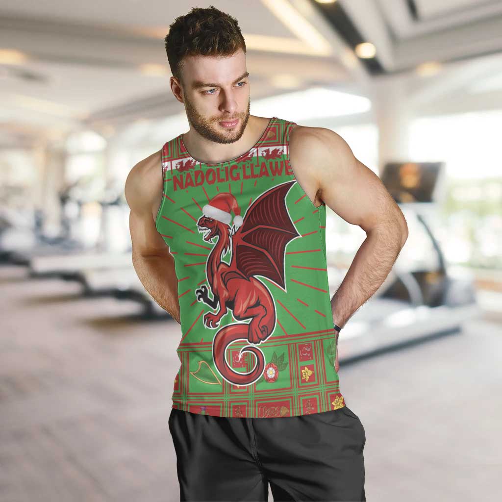 Personalized Wales Nadolig Llawen Men Tank Top Welsh Dragon Mascot - Merry Xmas - Wonder Print Shop