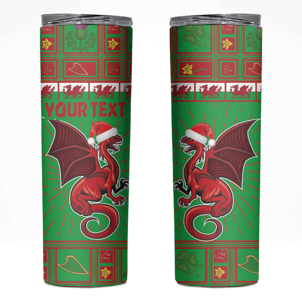 Personalized Wales Nadolig Llawen Skinny Tumbler Welsh Dragon mascot - Merry Xmas