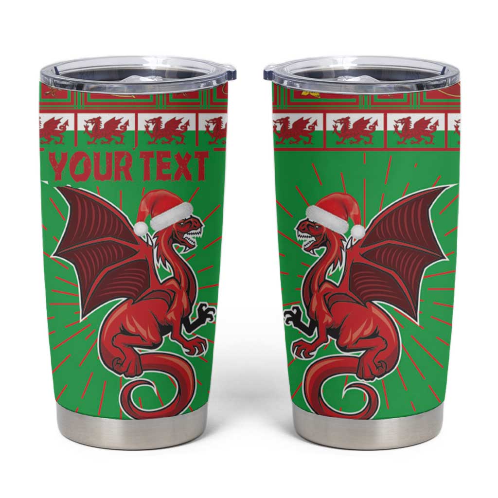 Personalized Wales Nadolig Llawen Tumbler Cup Welsh Dragon mascot - Merry Xmas