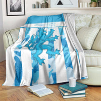 Personalized Luxembourg blanket, blue and white striped crest design with “YOUR TEXT”
