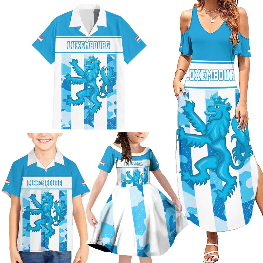 Personalized Luxembourg Family Matching Summer Maxi Dress and Hawaiian Shirt Roude Leiw Grunge Style - Wonder Print Shop